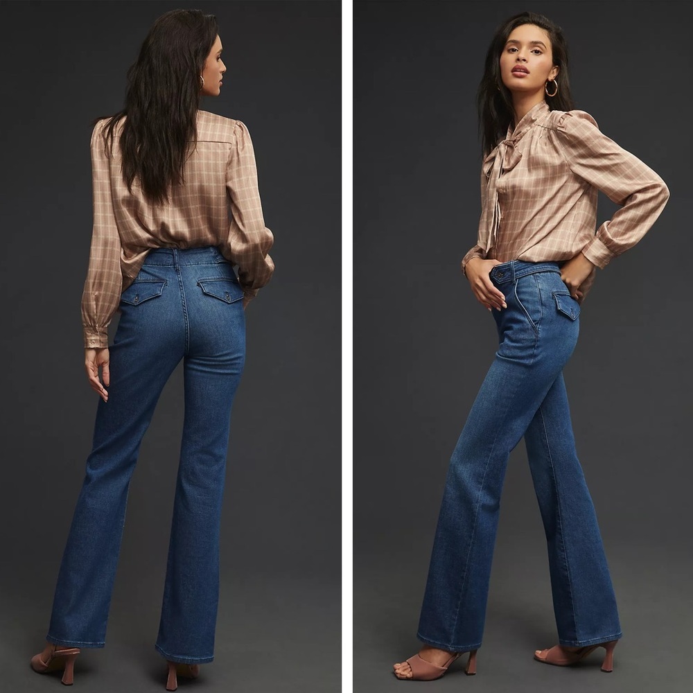 Anthropologie - Pilcro - Polished Mid-Rise Bootcut Jeans - Medium Blue